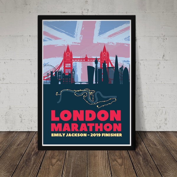 Personalised London Marathon Print -Gift for Marathon Runner - Custom London Marathon Poster Print