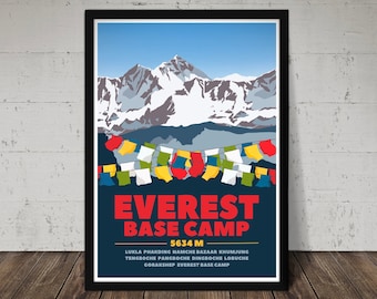 Everest Base Camp Print - Can be Personalised - Wall Art for Climbers, Mountaineers, Hikers. Gift Poster