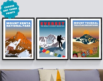 Set de 3 láminas de montaña – Combina y crea tu propio estilo – Regalo ideal para amantes de la montaña