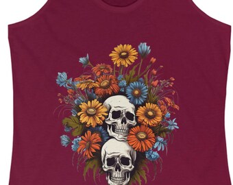Skull and Flowers Fall Tank Top