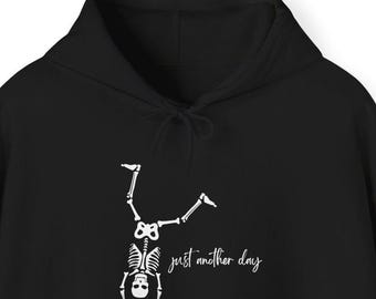 Skeleton Cartwheel Hoodie, Just Another Day Sweatshirt, Funny Skeleton Pullover, Halloween Hooded Jumper, Unisex Sweatshirt, Skeleton Gym