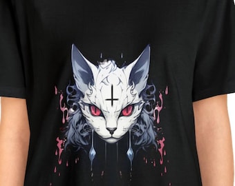 Gothic Cat Graphic Short Sleeve Tee