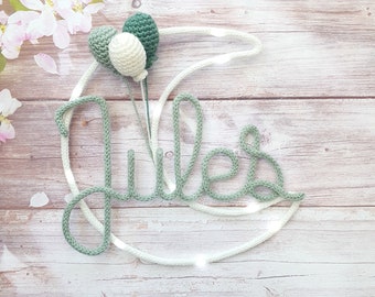 Moon night light personalized in knitted fabric/first name knitted
