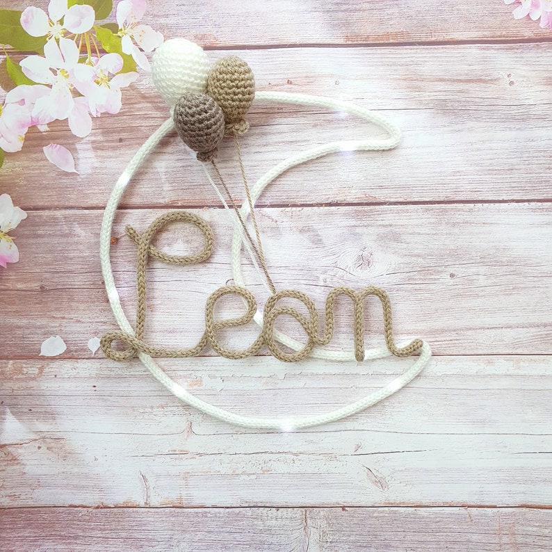 Moon night light personalized in knitted fabric/first name knitted image 7