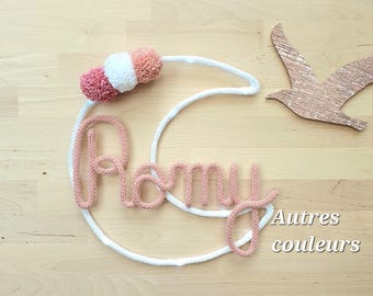 Personalized moon nightlight with knitted name / personalized birth gift