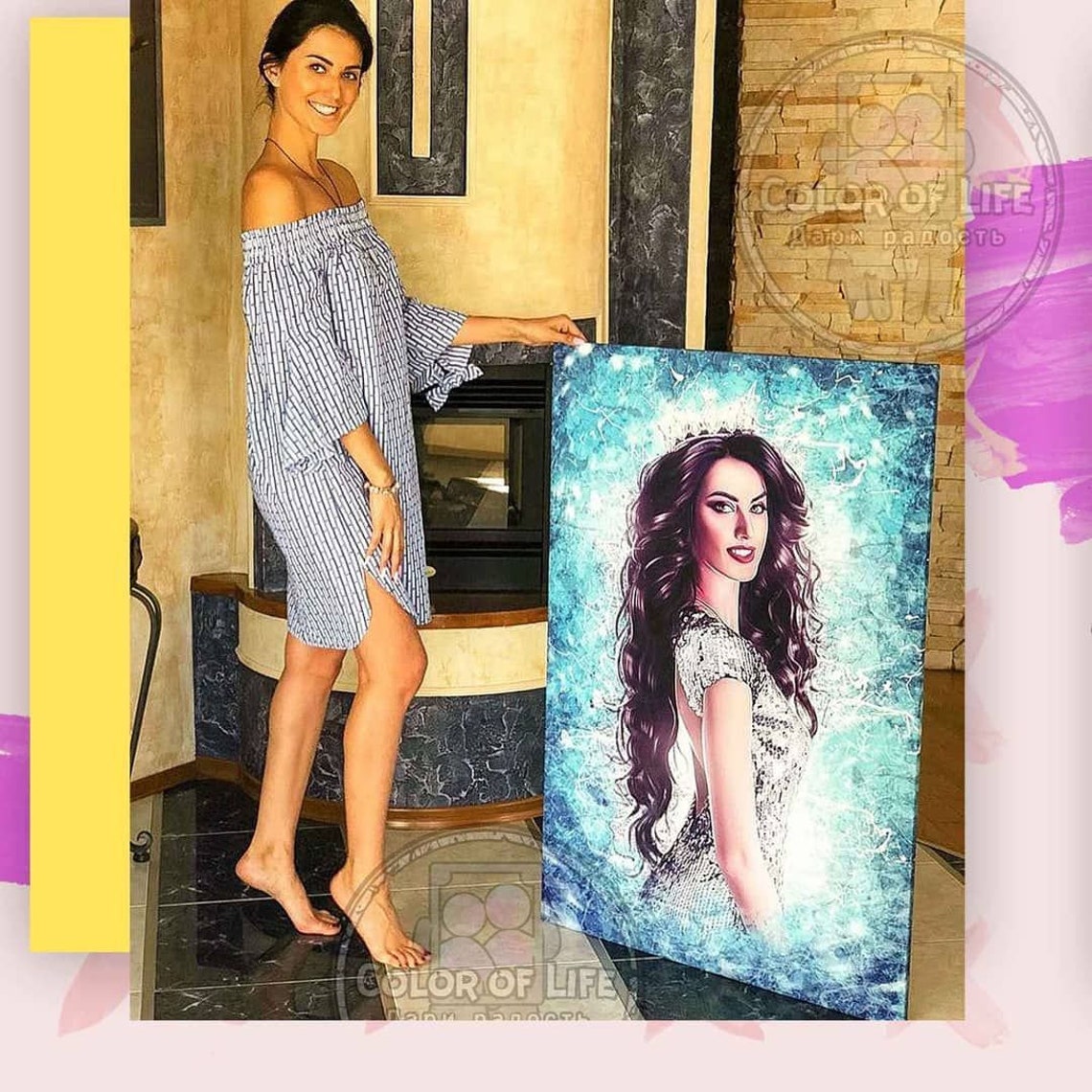 PORTRAIT on Canvas wall art The Best Gift for your Girlfriend Etsy