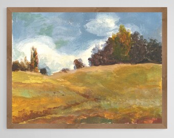 Landscape Neutral terracotta olive painting art Hill Digital download Country landscape Road Pathway Beige Trees Bushes
