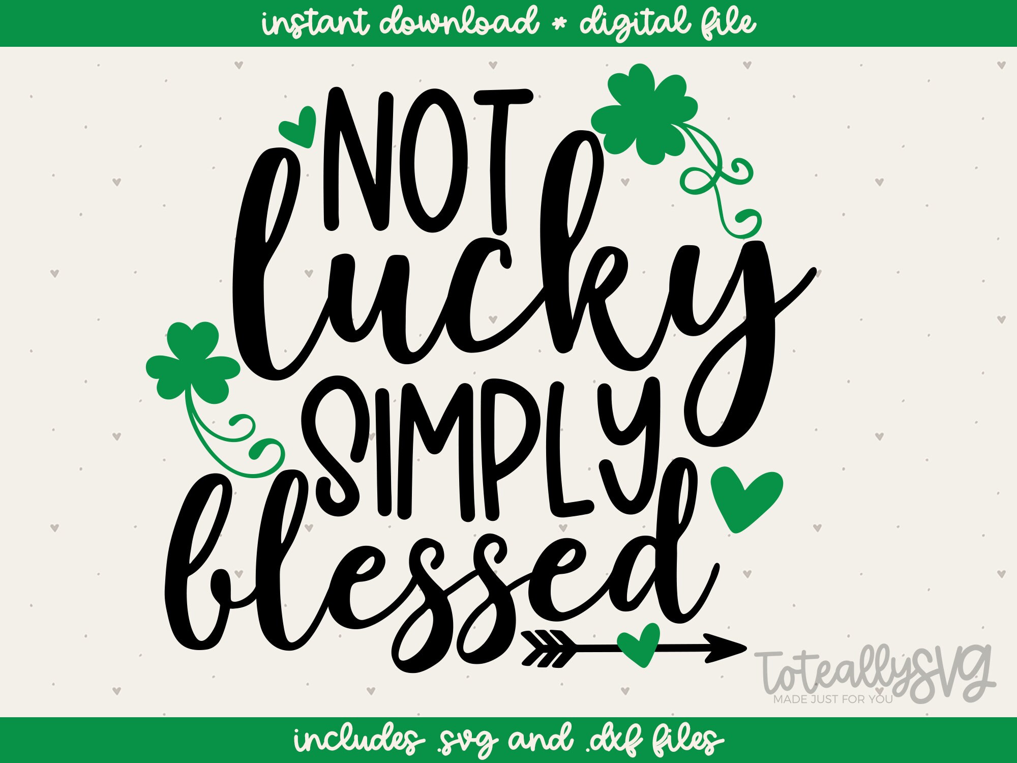 Not Lucky, Simply Blessed SVG file. St. Patrick’s Day. svg design for