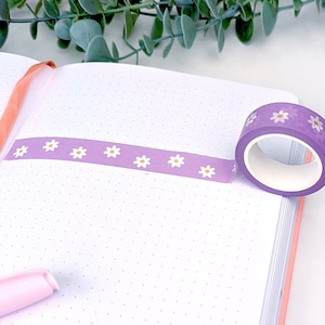 Cinta washi con margaritas en color lila, cinta washi con margaritas, cinta washi morada, planificador lila