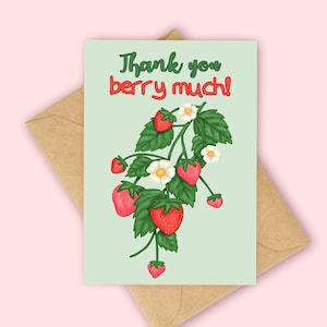 Thank you berry much strawberry card, Strawberry Thank you Card