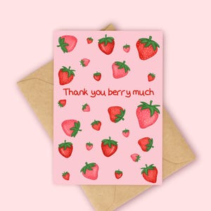 Thank you berry much strawberry pattern card