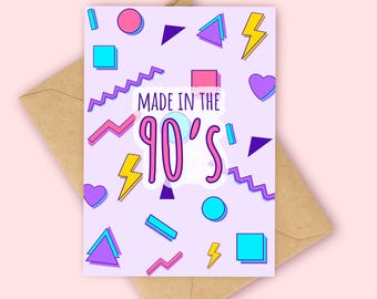 Made in the 90s Card, 90s Kid Birthday Card, Birthday Card