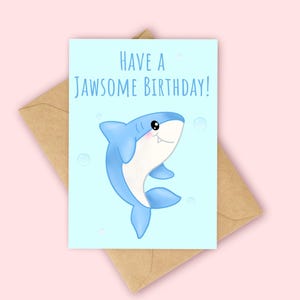 Tarjeta de cumpleaños con un tiburón / Tarjeta de cumpleaños con un tiburón / Tarjeta de cumpleaños divertida para amantes de los tiburones / Tarjeta de cumpleaños con un tiburón