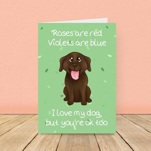 Las rosas son rojas - Amor de perro - Tarjeta de Labrador de chocolate / Tarjeta divertida de San Valentín / Tarjeta divertida de amor de perro / Tarjeta de aniversario de Labrador de chocolate