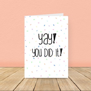 Yay! Tu l'as fait! , Carte de félicitations Sprinkles, Carte d’ami, Carte de célébration, Carte de réussite, Carte d’examen de conduite, Carte de remise des diplômes