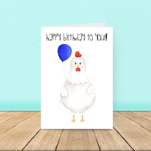 Tarjeta de cumpleaños de pollo, tarjeta de cumpleaños divertida, tarjeta de cumpleaños de pollo linda