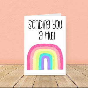 Inviare un biglietto d'abbraccio, inviare un abbraccio per posta, biglietto d'abbraccio arcobaleno