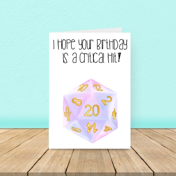 Dungeons and Dragons Card, D+D Birthday Card, Critical Hit Birthday Card, Dice Birthday Card, Dungeon Master, Dungeon and Dragons Card