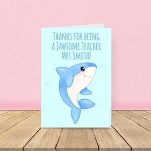 Carte de professeur de remerciement requin, carte de professeur de remerciement, merci d'avoir été un professeur formidable, carte de professeur de requin - Personnalisation disponible