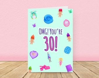 OH MON DIEU! Vous avez 30 ans !, Carte du 30e anniversaire, Carte d’anniversaire des années 90, Carte d’anniversaire nostalgique, Enfant des années 90