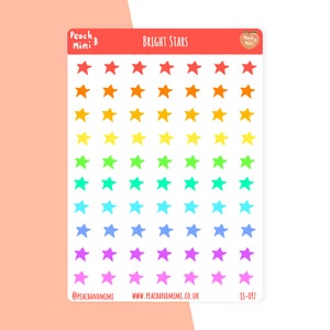 Rainbow Stars Planner Sticker Sheet, Rainbow Planner Stickers,  Star Planner Stickers, Colourful Stickers, Planner Stickers, Cute Planner