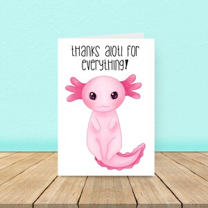 Axolotl-bedankkaart, bedankt voor alles, Axolotl-kaart, Axolotl - personalisatie beschikbaar