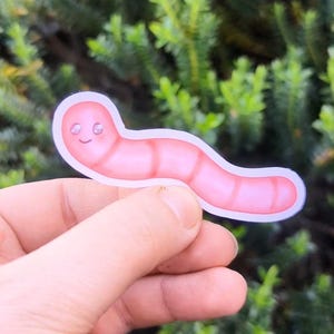 Worm Vinyl Sticker, Wormy Sticker, Cute Worm Sticker