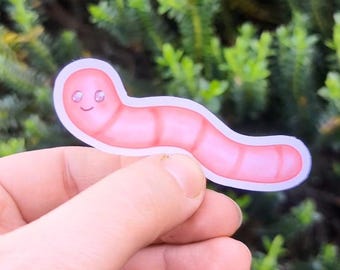 Worm Vinyl Sticker, Wormy Sticker, Cute Worm Sticker