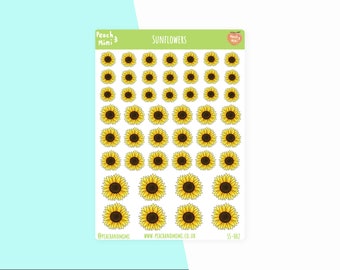 Sunflower Planner Sticker Sheet, Sunflower Planner Stickers,  Colourful Stickers, Planner Stickers, Cute Planner