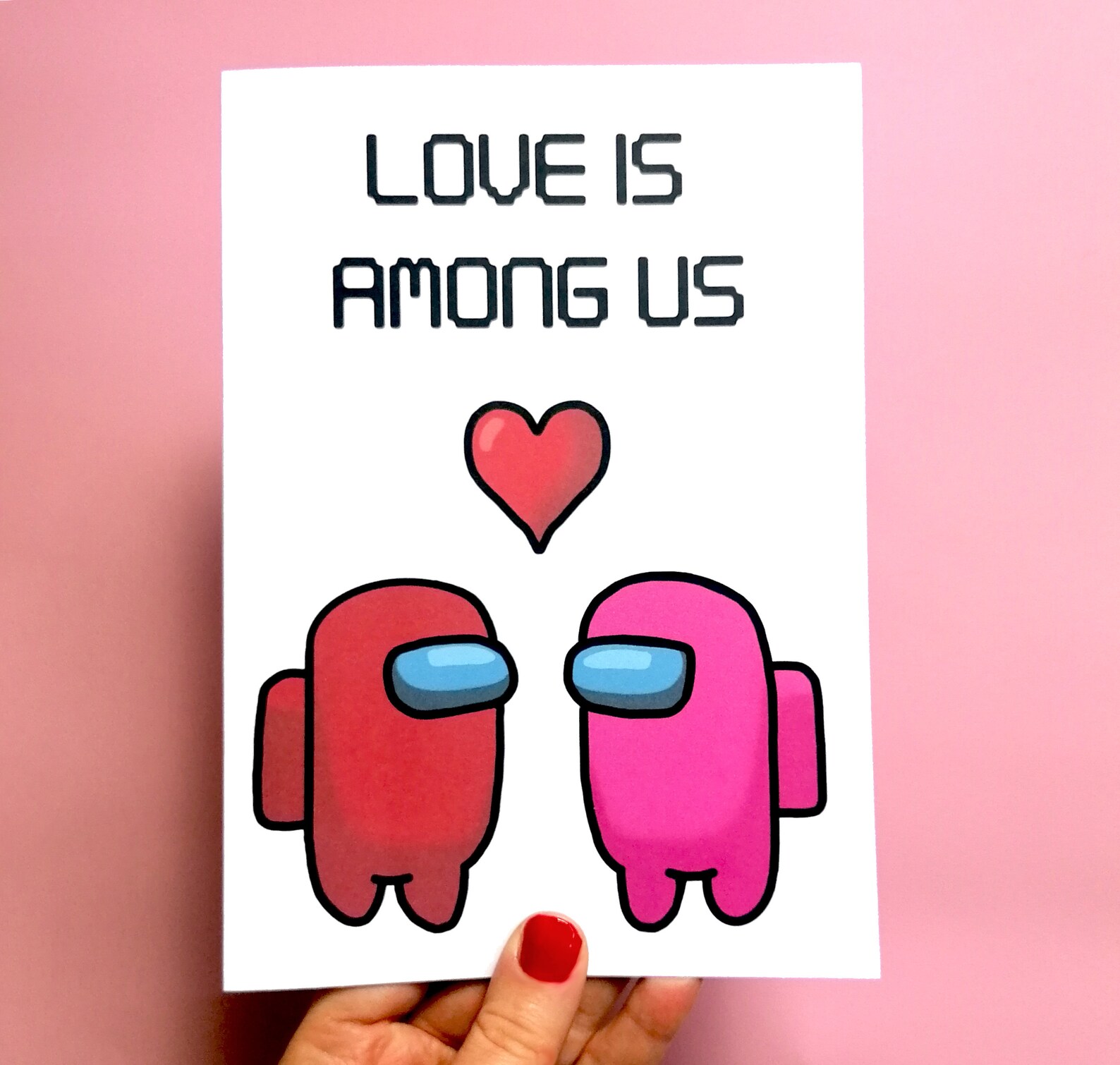 Love is Among Us Valentines day Card Among Us inspired Card | Etsy