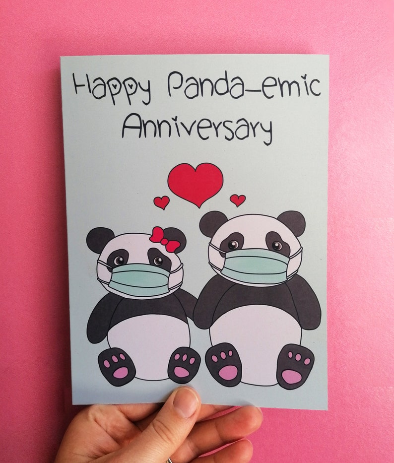 Panda Pandemic Anniversary Card Cute Pandas  Happy image 0