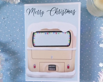 Vintage Campervan Christmas Card, 4 Colour options, VW Campervan Card, Christmas Camper Card, VW Campervan,  A6 Card