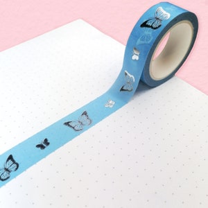 French Witch Washi, Foiled Butterfly Washi, Silver Butterfly Washi, Butterfly Planner