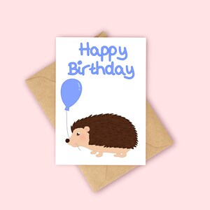 Cartão de aniversário de ouriço, cartão de aniversário fofo de ouriço, cartão de aniversário kawaii