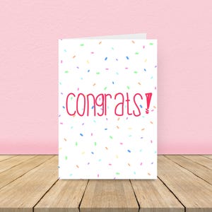 Parabéns!, Cartão de felicitações com confeitos, Cartão de amigo, Cartão de comemoração, Cartão de conquista, Cartão de teste de direção, Cartão de formatura