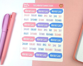 Pastel Monthly Planner Stickers, Monthly Planner Stickers,  Monthly Planner kit, Pastel Planner, Planner Stickers, Pastel BUJO Planner