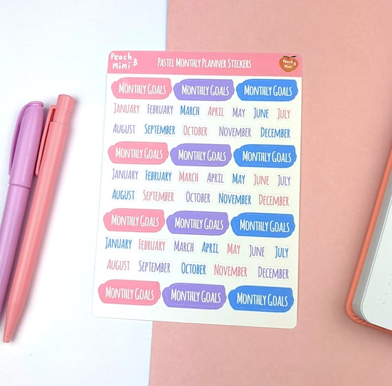 Pastel Monthly Planner Stickers, Monthly Planner Stickers, Monthly Planner  kit, Pastel Planner, Planner Stickers, Pastel BUJO Planner