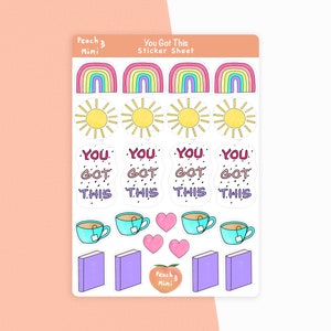 You Got This Sticker Sheet, Positivity Stickers, Positive Sticker, Self Care Stickers, Mental Health Stickers