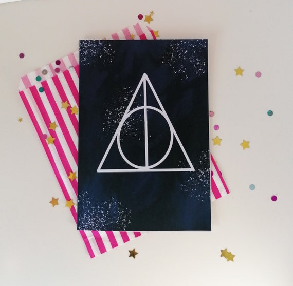 Deathly Hallows Greetings Card, Magical Birthday Card, Harry Potter Inspired Card, A5 Card