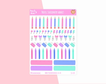 Pastel Stationery Addict Planner Sticker Sheet, Pastel Planner Stickers,  Stationery Planner Stickers, Pastel Stickers, Planner Stickers