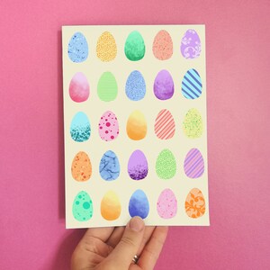 Tarjeta de huevo de Pascua, tarjeta de Pascua pastel, tarjeta de huevo de Pascua decorado, tarjeta de Pascua
