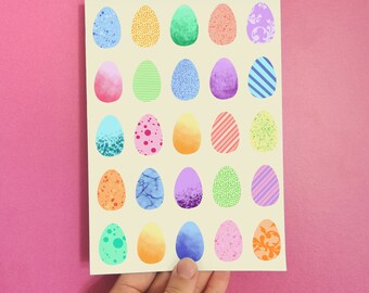 Easter Egg Card, Pastel Easter Card, Decorated Easter Egg Card, Easter Card
