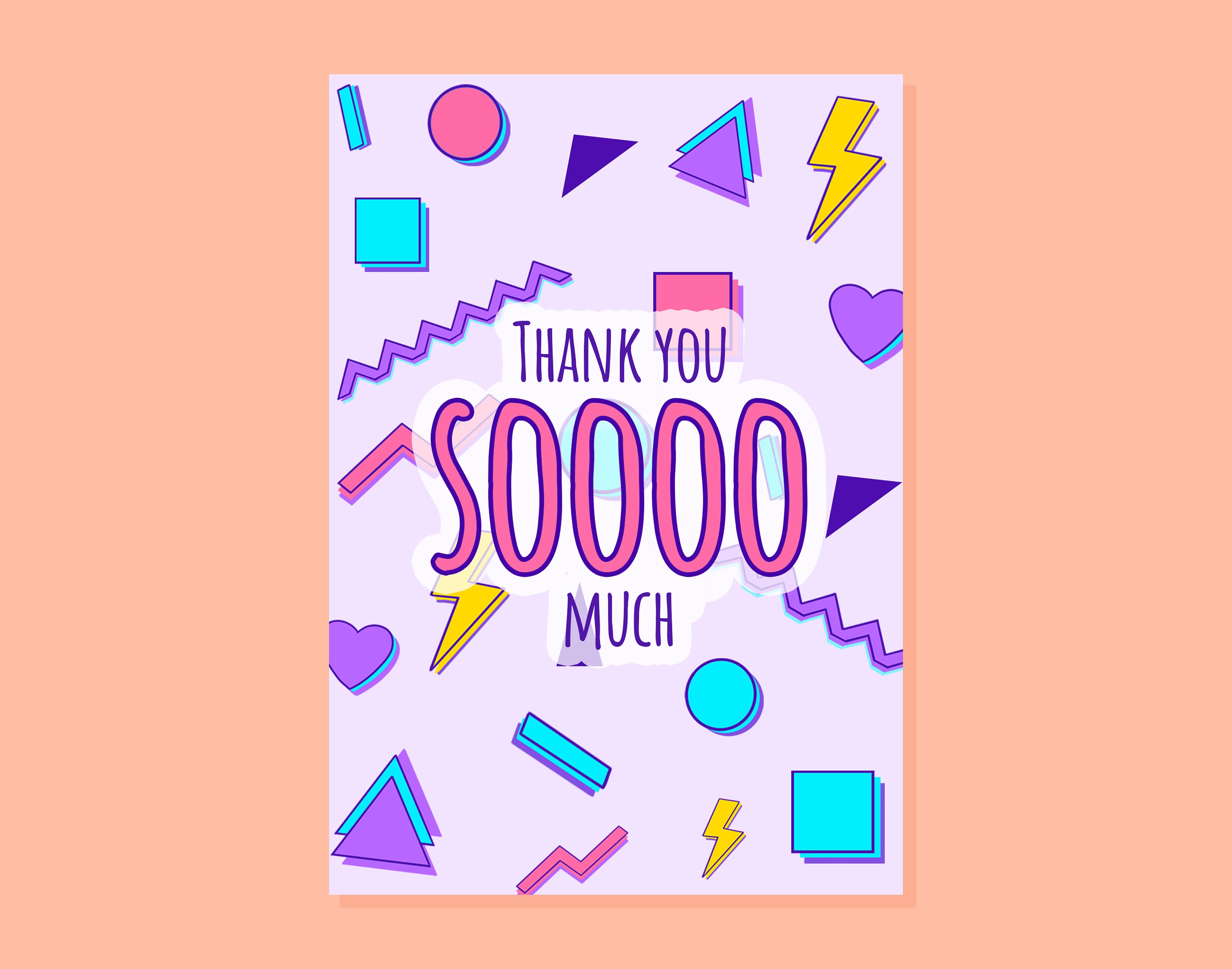 You're the Best 90s Shapes Card, Thank You Card, Colourful Thank You