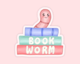 Bookworm Stack Vinyl Sticker