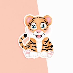 Cute Chubby Tiger Vinyl Sticker, Vinyl Sticker, Cute Planner Sticker, Cute Tiger Sticker
