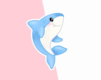 Sharky Vinyl Sticker, Cute Shark Sticker, Shark Sticker