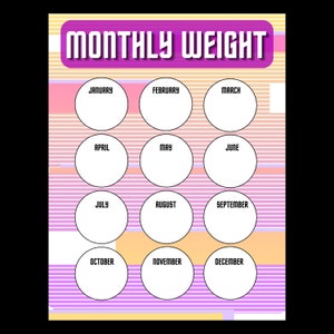 Monthly Weight Health Tracker, gastric sleeve, bariatric weight loss tracker, weight loss journal, weight loss motivation