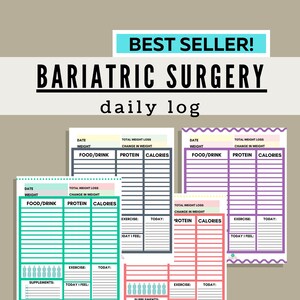 Bariatric Planner, Bariatric Surgery Planner, PDF Printable Fitness Journal, US Letter size, Instant Download, 4 designs, 8.5 x 11 inches