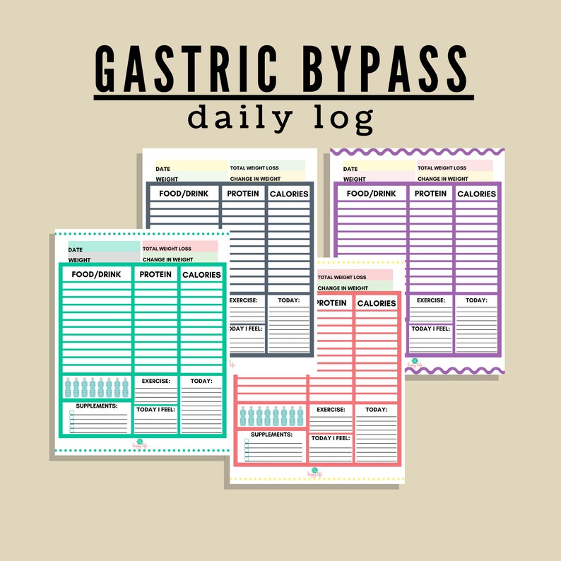 Gastric Bypass Planner, Gastric Bypass Surgery, RNY, Bypass Log, PDF Printable, US Letter Size