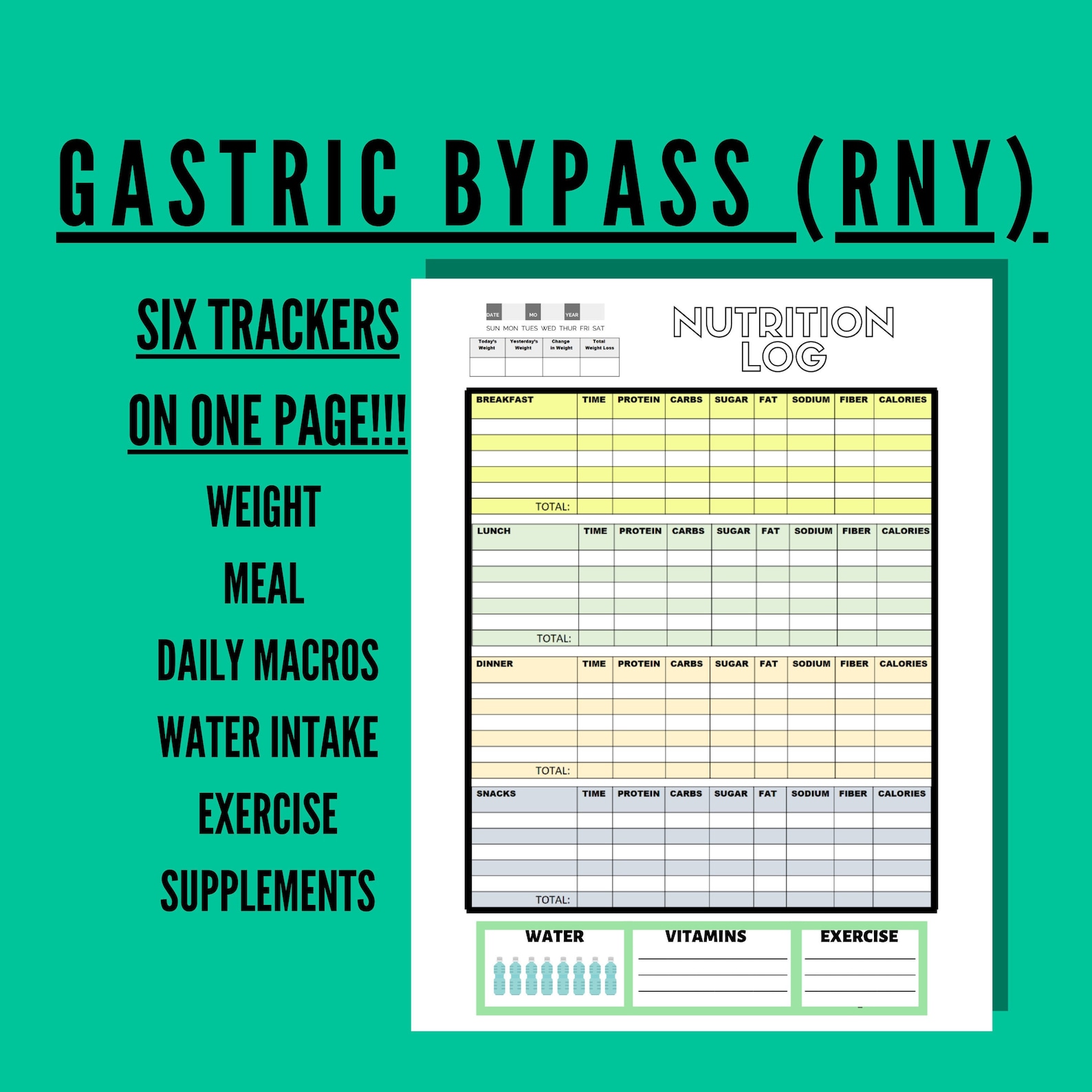 Gastric Bypass Nutrition Log Bariatric Surgery Checklist Bariatric 